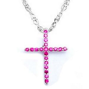 beautiful July birthstone red ruby cross pendant